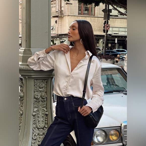 Princess Polly Vintage Vibes Button Front Blouse Champagne - Picture 2 of 7